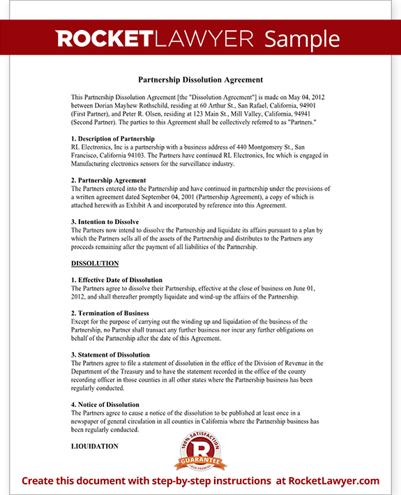 Partnership Dissolution Agreement (Form With Sample)