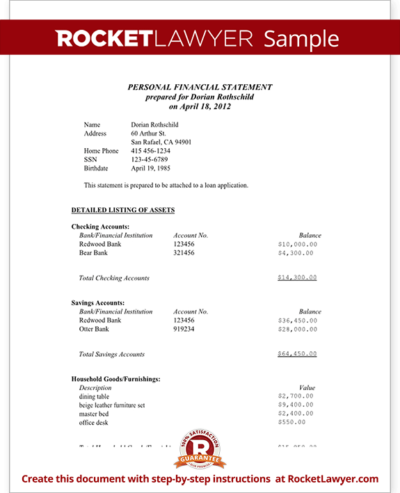 Form personal financial statement