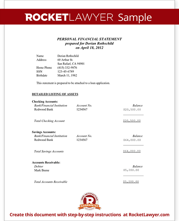sample of financial report