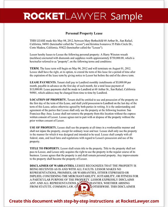 Free Personal Property Lease Free To Print Save Download