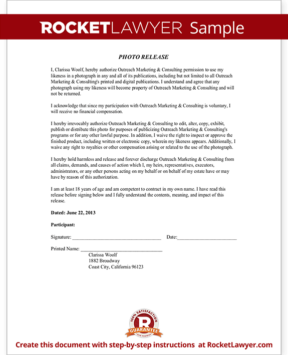 photographic release form