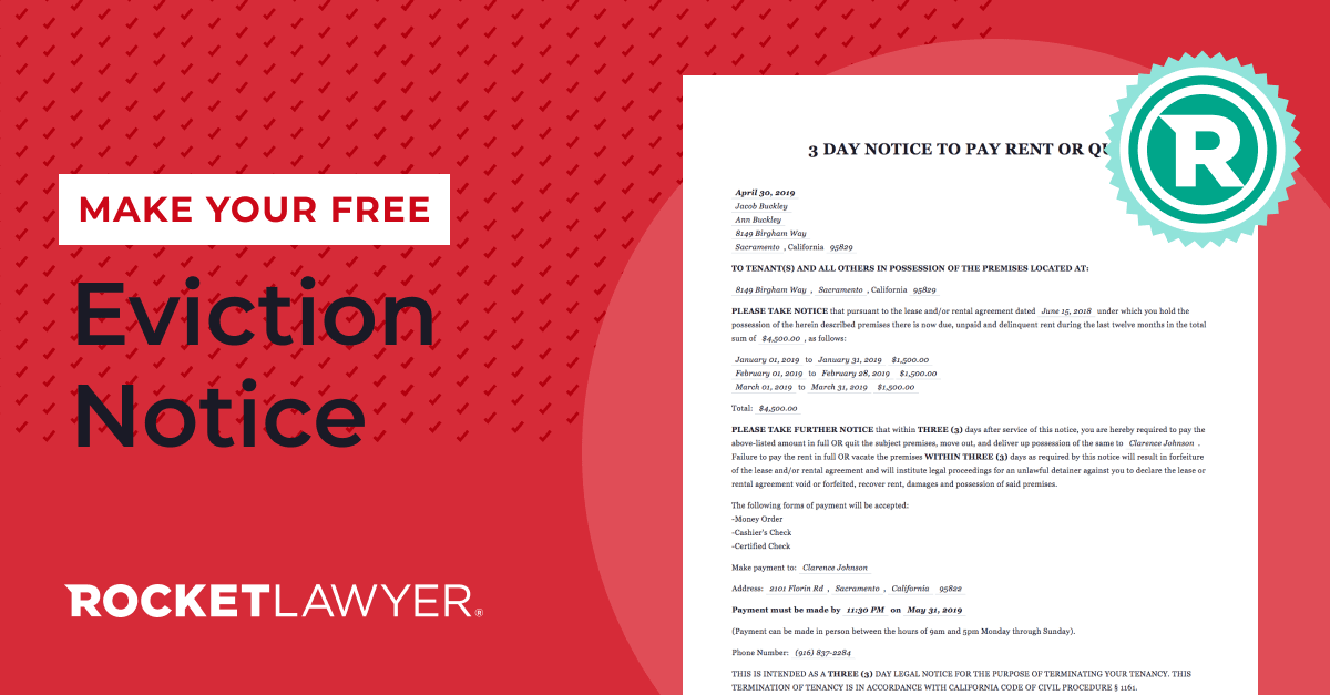 Free Eviction Notice Free to Print, Save & Download